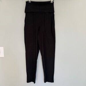 MM Lafleur Foldover Zip Ankle Black High Waisted Ribbed Slim Fit Pant Legging